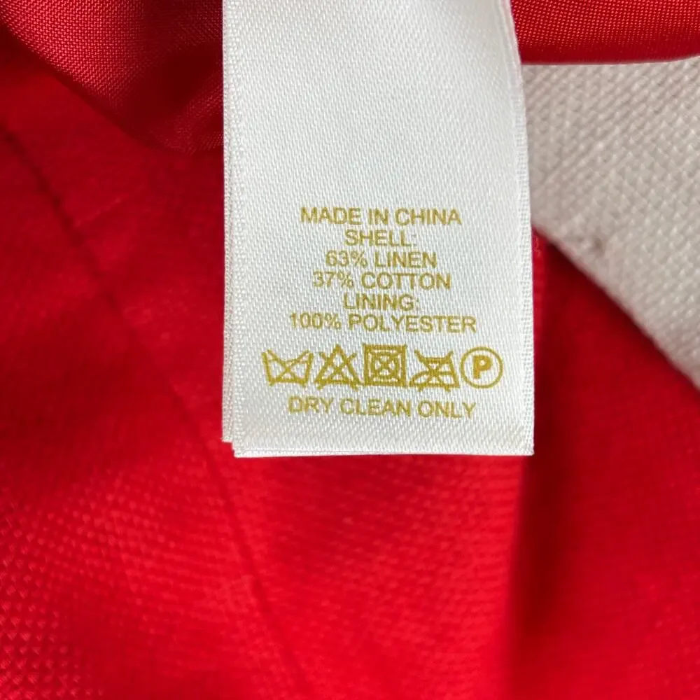 Kate Spade Red & Oat Linen Sleeveless V-Neck James Dress Size 0